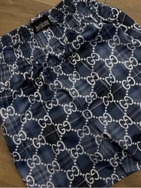 Men's Athletic Shorts in Navy with Allover Logo